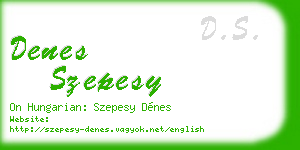denes szepesy business card